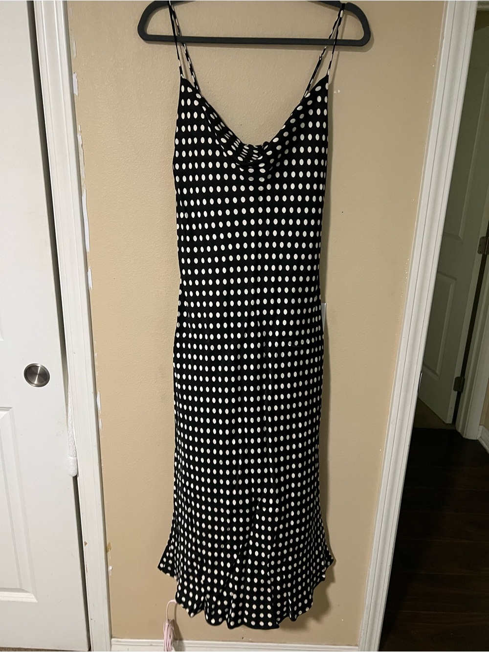 Zara Black and White Polka Dot Slip Maxi Dress